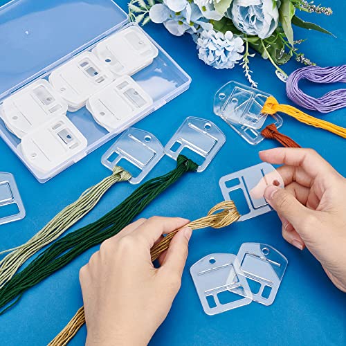 PH PandaHall 30pcs Acrylic Embroidery Floss Drop, Clear Embroidery Thread Organizers Slim Floss Bobbins Cross Stitch Thread Bobbins for DIY Craft Sewing Thread Storage 1.57x2inch - size: 4x5cm