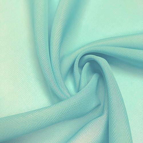 Valentina Textile Inc Solid Chiffon Fabric Polyester Dress Sheer 58/60 Wide by The Yard (1 Yard, Aqua Green) - color: Aqua Green, size: 1 YARD