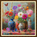 Redxing Counted Cross Stitch Kit for Beginners,Unprinted Needlepoint Kits for Beginners Cross Stitching Embroidery Kit 11CT Stitches kit-Beautiful Flower vase 18x18 inch - color: KitColors40