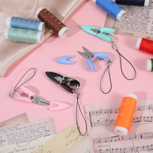 24 Pcs Mini Travel Scissors with Cover, Tiny Scissors for Travel, Small Compact Yarn Keychain Scissor, Portable Snips for Sewing Crafts Yarn, 4 Colors