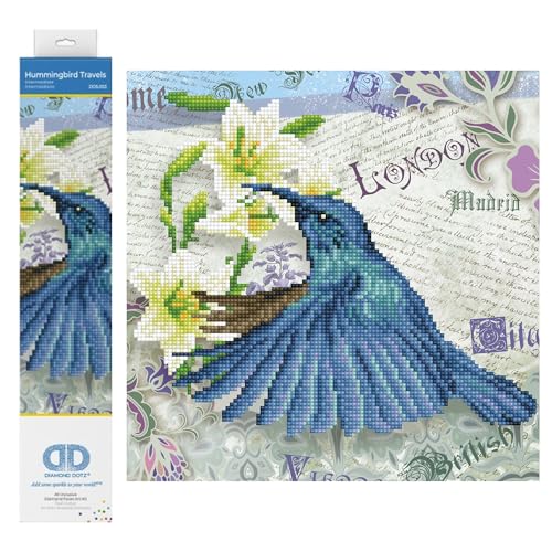 DIAMOND DOTZ Hummingbird Travels Diamond Painting Kit for Adults with Gems - size: 11.8" x 11.8"