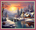 Disnesart Cross Stitch Stamped Full Embroidery Kits DIY 11CT Cotton Thread Printed DIY Needlepoint Kits Craft Needlework Set Cross-Stitch Stamped Sets-Winter Snow Scenery 16x20 inch - color: Stylepattern09