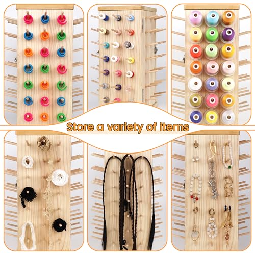 New brothread 129 Spools 360° Fully Rotating Wooden Thread Rack - color: Wood Color-129 Spools(DIY)