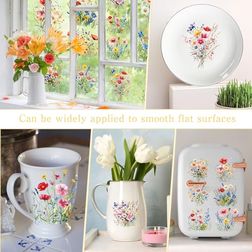 16 Pcs Wildflower Rub-On Transfers for Furniture & Crafts, 6 x 6 Inch - style: Wildflower
