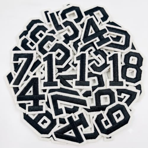 Jongdari 30 Pcs Iron on Numbers for Clothing, Small Embroidery Number Patches with Ironed Adhesive 3 Sets 0-9 Iron-On Number Applique for Jersey Shirts Jackets Hats Jeans Shoes Bags (Black) - color: Black, size: 30 Numbers