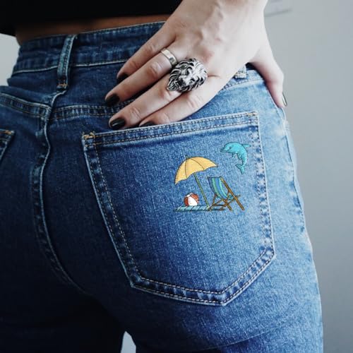 INFUNLY Beach Themed Water Soluble Embroidery Patterns Coconut Tree Submarine Rudder Wash Away Stabilizer for Embroidery Lemon Juice Car Lighthouse Hand Sewing Stabilizers for Hand Sewing Lovers - color: Summer Beach