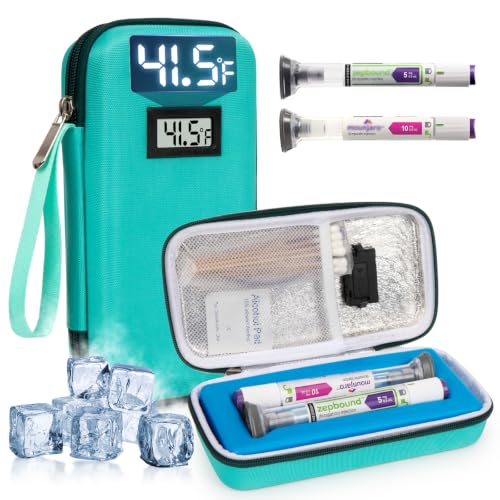 YOUSHARES Custom-Fit Travel Case for 2 Zepbound/Mounjaro with Temp Display - color: 01 Green-custom Ice Brick