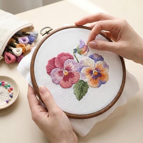 9 Pieces Circle/Oval/Octagonal Decorative Embroidery Hoop Frame for Display, Large Wood-Grain Embroidery Frames for Display Cross Stitch Frame for DIY Craft Art Sewing Hanging Ornaments Home Decor