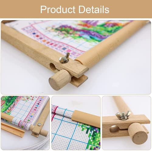 Beech Wood Tapestry Scroll Embroidery Frames, Needlepoint Cross Stitch Holder, Quilting Frames, Needlepoint Holder, Stitching Frame for Sewing, Cross Stitch, Embroidery Projects - style: 18" x 11"