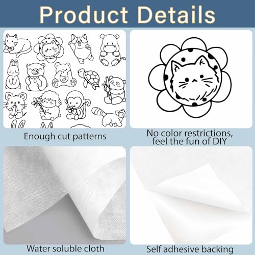 CRASPIRE 50Pcs Sea Animals Water Soluble Embroidery Patterns Ocean Summer Turtle Hand Sewing Stick and Stitch Transfers Paper Stabilizers Wash Away Pre-Printed Self Adhesive for Cloth Sewing Lovers - style: Animals and Sea Animal