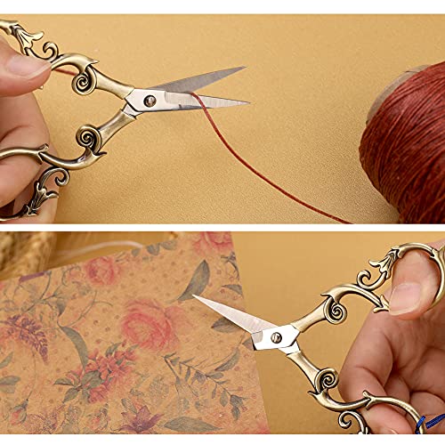 SHWAKK Embroidery Scissors 4.45in Ancient Cyan Gourd Flower Scissors - color: Gold gourd flower