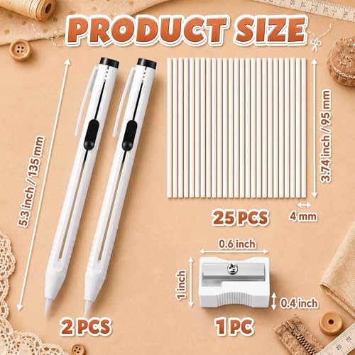 FunooFuno 28 Pcs Sewing Chalk Pencil Set, 2 Refillable Fabric Pencils