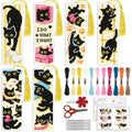ACRNIGHEET 6PCS Cross Stitch Bookmark Kit for Beginner Stamped Cross Stitch Kits for Adults Naughty Black Cat DIY Tassel Embroidery Bookmark Kits Needlepoint Kit with Instructions Gift 8.5''x3'' 11CT - style: Cat Patterns