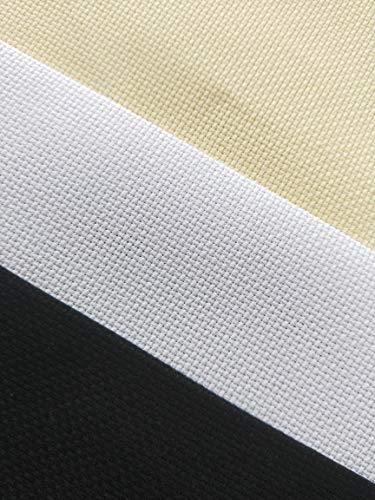12" x 18" by 3 Pack 14CT Counted Cotton Aida Cloth Cross Stitch Fabric (White+Cream+Black) - color: White+cream+black