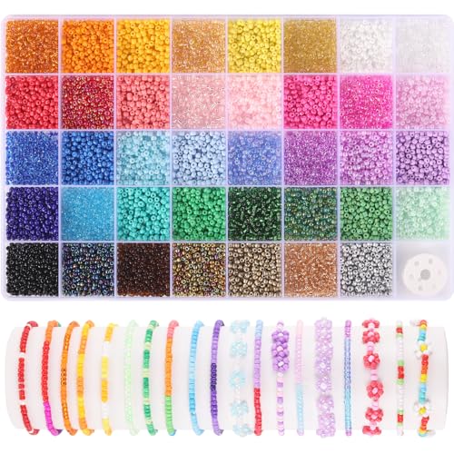 3mm Seed Beads for Jewelry Making, 39 Colors Small Beads for Bracelets - color: Multicolor, size: 3mm