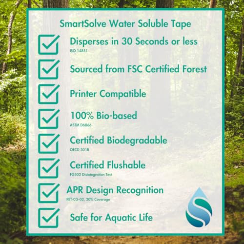 Water-Soluble Tape | 2” x 60 Yards | Dissolves Quickly in Water | Self Adhesive | Mask for Hydrographics & Double Dipping | Crafts & Labels | Biodegradable | Eco-Friendly - size: 2-Inch x 60yd