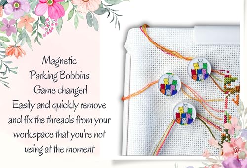 The Set of 3 Parking bobbins Needle minders Floss Holders Keeper Magnetic Clips Tightening Floss Cross Stitch Parking bobbins for Embroidery Frame Scroll Rod qsnap Hoop Tension Clips Thread Catcher