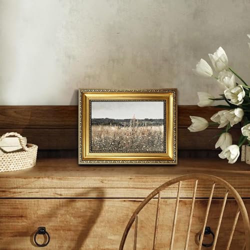 Gold Framed Vintage Wildflower Field Meadow Canvas Wall Art,9x11in - color: Wildflower Gold Framed, size: 11"L x 9"W