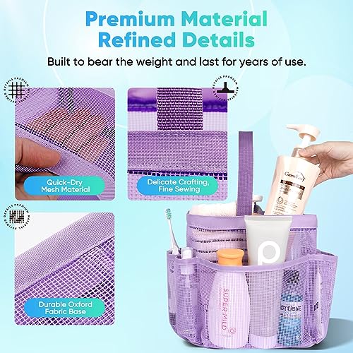 EUDELE 2 Pack Mesh Shower Caddy Portable for College Dorm Room Essentials, Shower Caddy Dorm with 9-Pocket Large Capacity,Shower Bag for Beach,Swimming,Gym All Black+All Pink - color: All Black+All Purple