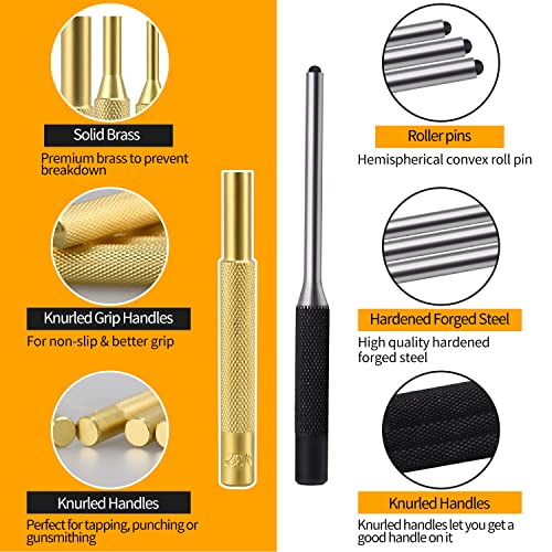 22pcs Pin Punch Set, Including Universal Block, Brass Pin Punches