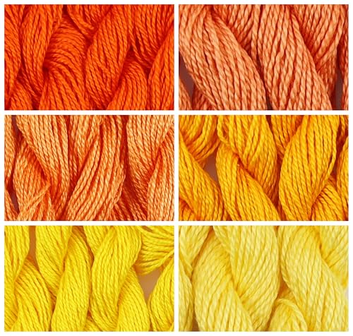 KCS 150 Meters(162 Yards) Mercerized Pearl Cotton Crochet Needlepoint Thread,Size 5,6 skeins,Mixed Color 07 - color: 6color07, size: 6 skeins