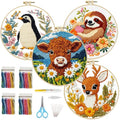 FEIYUENO 4 Set Highland Cow Cross Stitch Embroidery Kit for Adults (Animal) - color: Animal