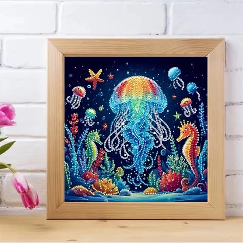 ZQEATRY Jellyfish Special Shape Diamond Art Kits for Adults,5D Diamond Painting Kits for Adults Beginner,DIY Diamond Dots Art Crystal Rhinestones Painting Kits for Home Wall Decor 11.8 X 11.8inch - color: XJ102