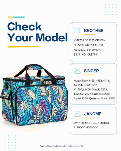 HOMEST Sewing Machine Carry Case, with Shoulder Strap and Front Pocket - color: Floral, size: Sewing Machine Bag Style 1
