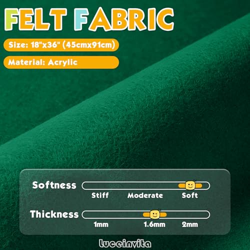 Emerald Green 18" X 36" Felt Fabric Sheet - 1.6mm Thickness - color: Emerald Green, size: 18" x 36"