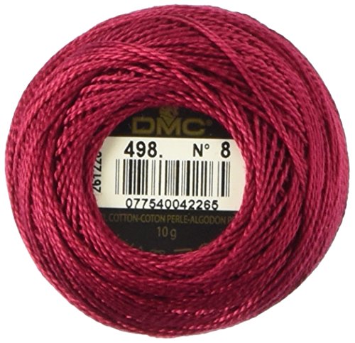 DMC Pearl Cotton Balls, Size 8, Dark Christmas Red - color: Dark Christmas Red, style: 8 Thread Count