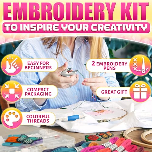 137-Piece Embroidery Kit for Beginners with 100-Color Floss
