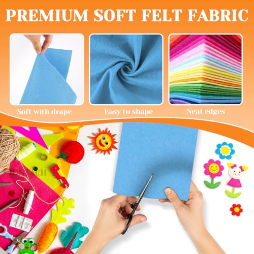 IONTACH 9" X 12" Felt Fabric Sheets 1.6mm Thick (12 Packs, Sky Blue) - color: Sky Blue