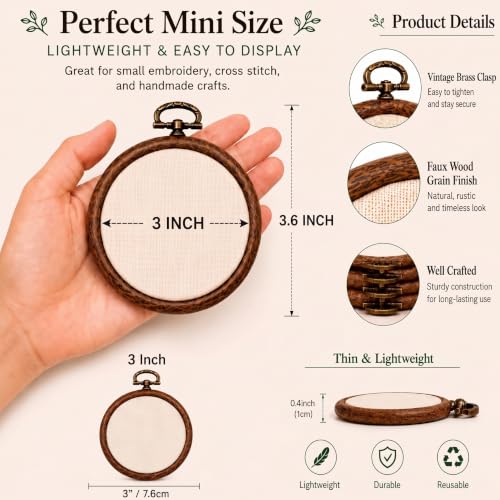 TSV 3in Small Round Embroidery Hoop 10 Pack-Mini Ring for Ornaments & Gifts