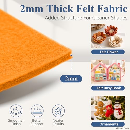 12" x 12" Felt Sheets for Crafts, 2mm Stiff Felt Fabric (12 Pcs), Orange - color: Orange