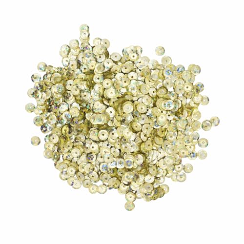 Mandala Crafts 6mm Cup Holographic Champagne Sequins for Sewing Embroidery - color: Holographic Champagne, size: 6mm Cup Sequins