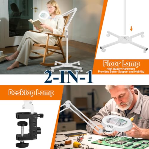 2200 Lumens 12X 30X Esthetician Magnifying Lamp, 3-Axis Magnifier - color: White, size: 12X 30X