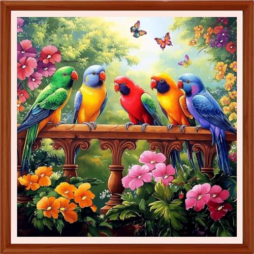 Redxing Counted Cross Stitch Kit for Beginners,Unprinted Needlepoint Kits for Beginners Cross Stitching Embroidery Kit 11CT Stitches kit-Garden Birds 18x18 inch - color: Setpattern15