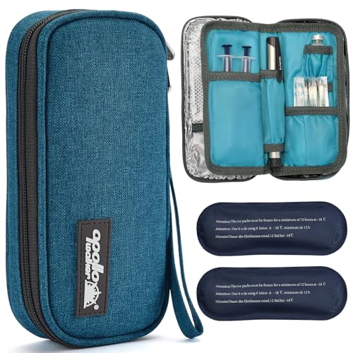 apollo walker Insulin Cooler Travel Case with Ice Packs and Insulation - color: Teal, size: Small