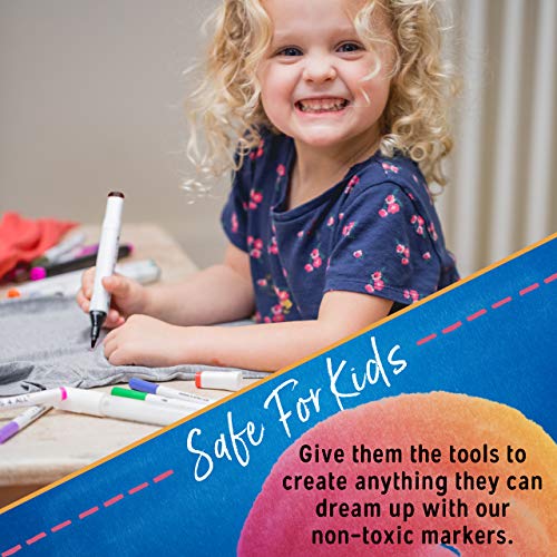 Crafts 4 All Fabric Markers for Clothes - Pack of 2 No Fade, Dual Tip Permanent Fabric Pens - No Bleed, Machine Washable Shoe Markers for Fabric Decorating - Laundry Marker, Erases Stains Easily - color: Black, size: 1 Count (Pack of 2)