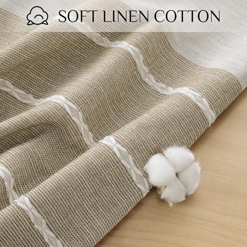Softalker Fall Linen Rectangle Tablecloth with Tassel, 55 x 70 Inch - color: Coffee Lines, size: 55" x 70" (Rectangular)