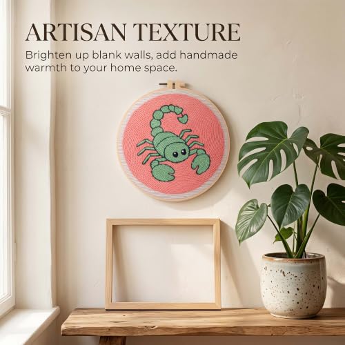 Harimau Punch Needle Kit Twelve Zodiac Signs Pattern,1Pc Embroidery Hoop, Essential Punch Needle Supplies,Ideal Punch Art for Beginners,DIY Adults Embroidery, Video Teaching - color: 65282