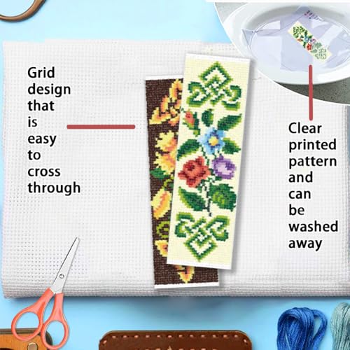 FREEBLOSS 6 Set Cross Stitch Bookmark Kits 11CT 8"x2.4" Celtic Knots - style: Celtic Knot Flowers