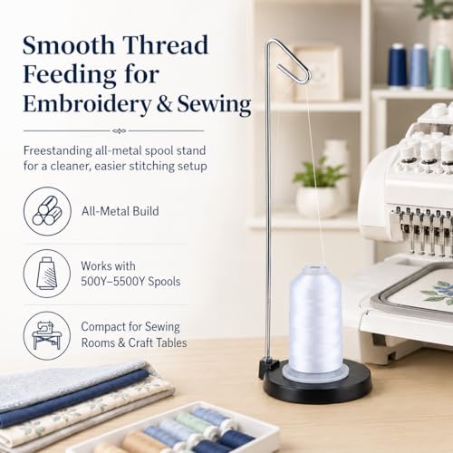Simthread Metal Thread Spool Holder Stand for Embroidery Black - color: Black