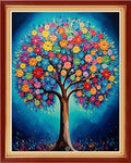 Foxhool Stamped Cross Stitch Kits,11CT Printed Cross Stitch Pattern Full Embroidery Kits for Beginner Needlepoint Kits-Colorful Tree 16x20 inch - color: Craftpatterns08