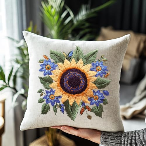 BENECREAT 17 pcs Water Soluble Embroidery Stabilizers, Sunflowers Bouquets Embroidery Patterns Transfer Paper for Beginners, Stick and Stitch Embroidery Paper Wash Away - color: Sunflowers Bouquets