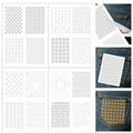 ORIGACH 4 Sheets Water Soluble Embroidery Patterns Stabilizers - Pre-Printed Sashiko Geometric Pattern Designs - Stick and Stitch Embroidery Paper Hand Sewing Stabilizers for Embroidery Beginners - color: Sashiko Geometric