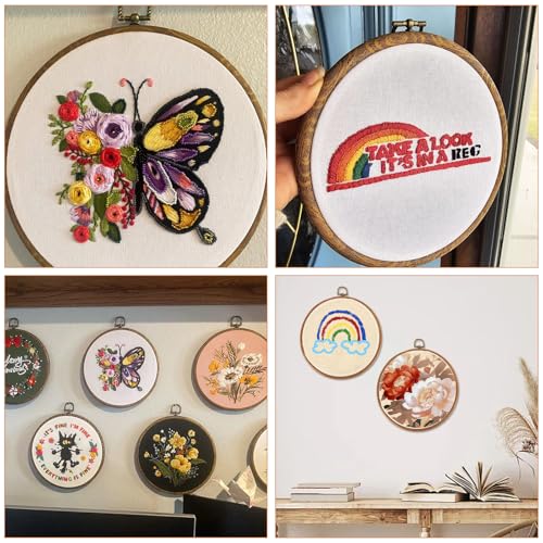 LOYORTY 10PCS Round Embroidery Hoops 8 Inch Imitated Wood Embroidery Frame Plastic Display Frame Ring Cross Stitch Hoops - size: 8 Inch