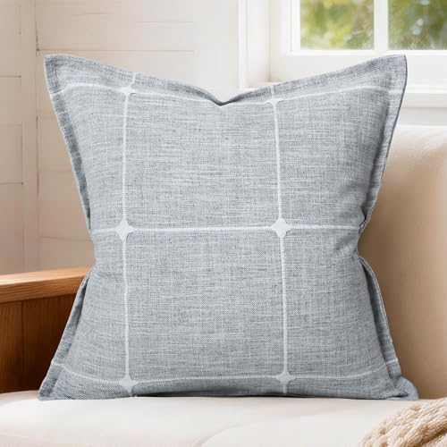Gray Linen Plaid Throw Pillow Covers 18x18 Set of 1 - color: Plaid Grey, size: 18" x 18" (Pack of 1)