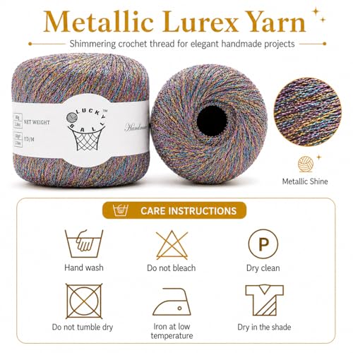 80g Sparkle Silver Lurex Thread Shining Yarn, Metallic Crochet Thread Yarn for Crocheting, Sparkle Metallic for Knitting Clothes, Car Charm, Keychain Charm(Neon) - color: 03