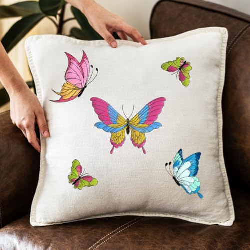 BENECREAT 4 Sheets 40Pcs Stick and Stitch Embroidery Paper, Butterflies Stabilizer Water Soluble Hand Sewing for Carves, Shirts, Coats, Bags, Towels - color: Butterflies